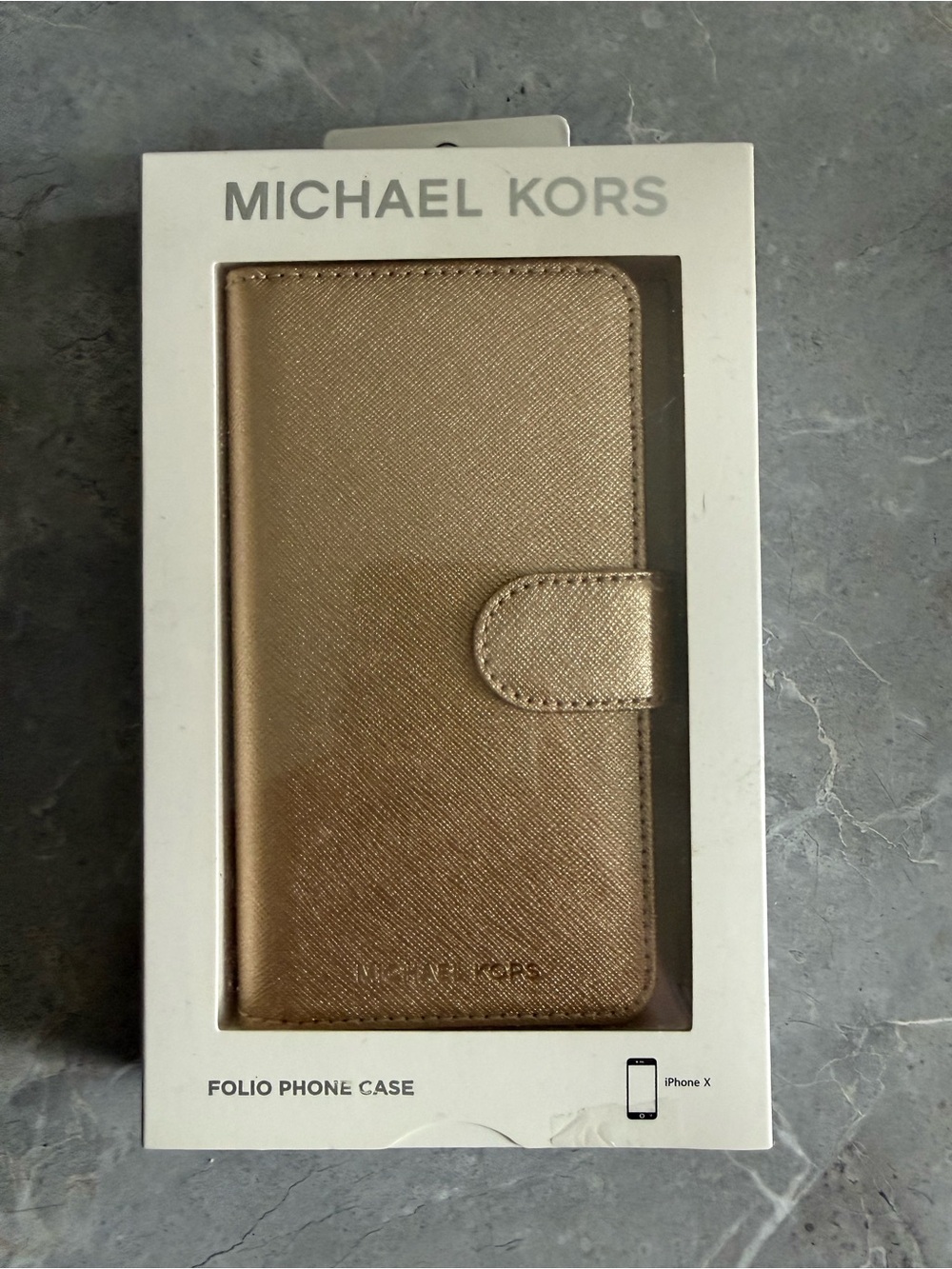 Michael Kors Metallic Gold Folio Phone Case for iPhone X